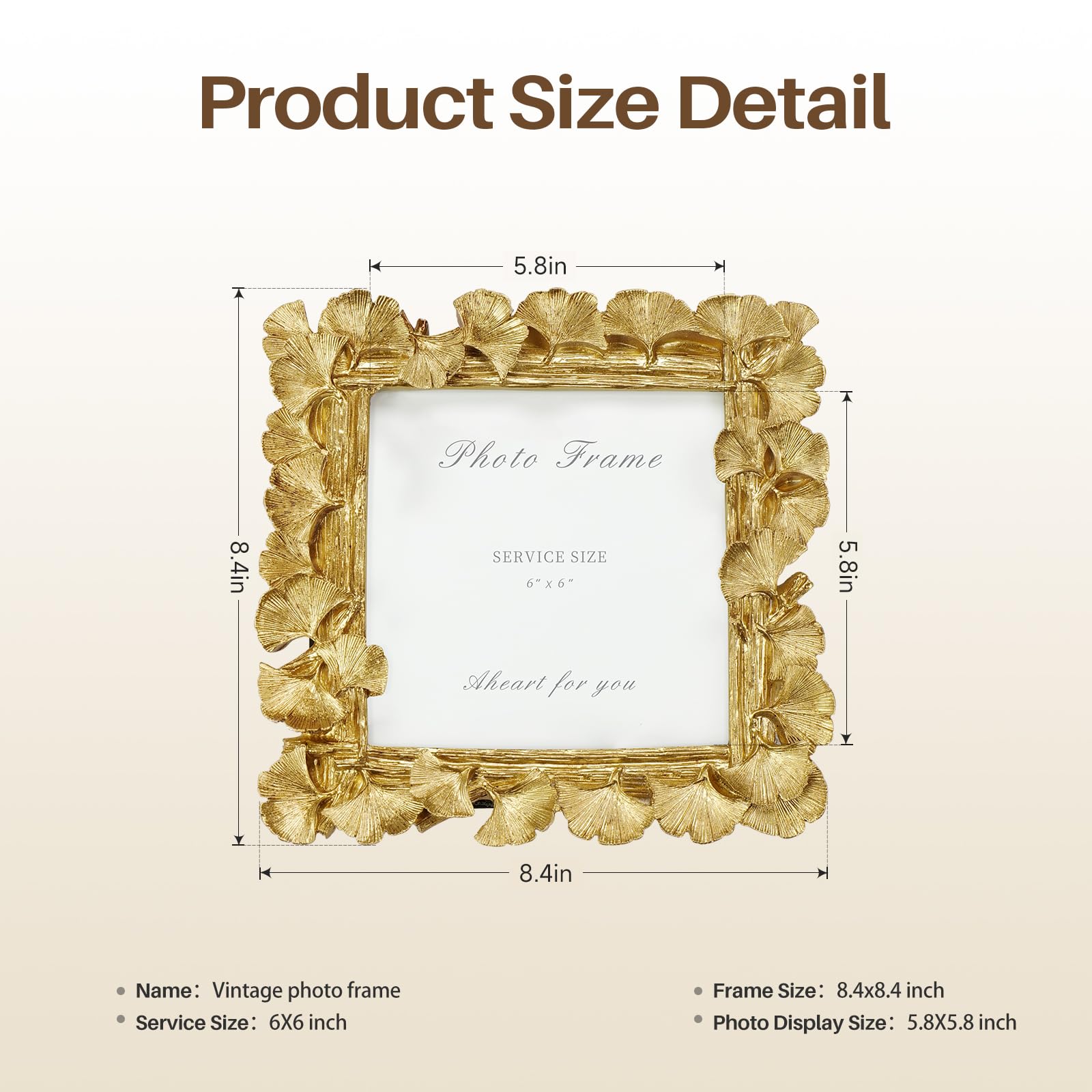 Amazon.com - Cuspin 6x6 Picture Frame Gold, Vintage Ornate Square